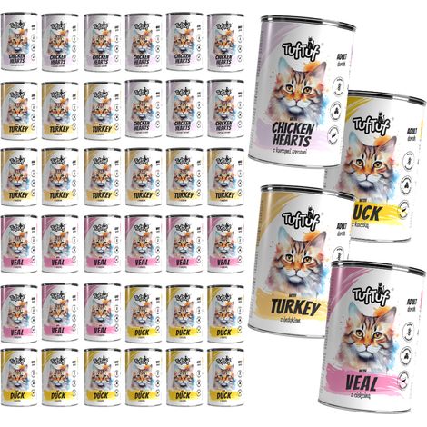 TufTuf Nassfutter für Katzen, Geschmacksmischung, Dose 36 x 400 g, Fleisch (1/5)