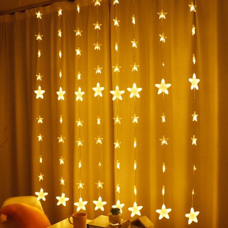 RCBBETT ZA SAS Rideau étoiles lumineux, 2 m x 1,5 m 144 LED, 80 étoiles, 8 modes, télécommande 13 touches infrarouge, guirlande fenêtre pour Noël, décoration intérieure (1/5)