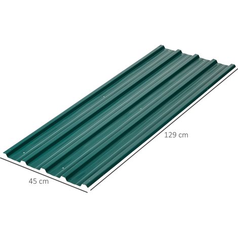 Ensemble de 12 panneaux de rechange (129x45cm) pour un abri de jardin vert en acier galvanisé. (1/5)