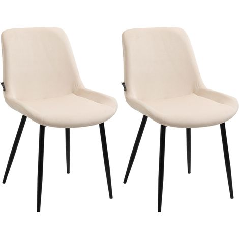 2er Set Esszimmerstühle Victoria Samt-Bezug creme