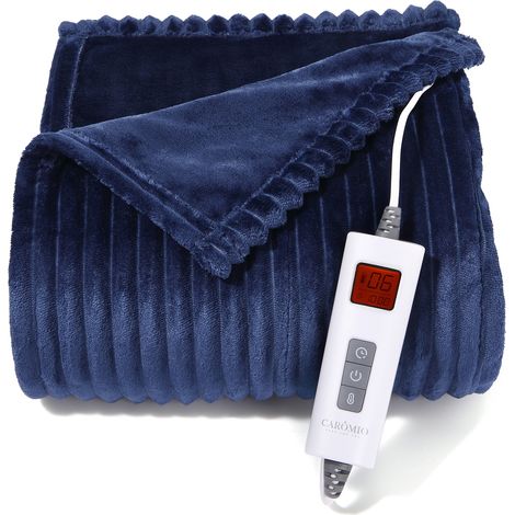 Couverture Chauffante Electrique,180130cm, 6 Températures, Minuterie de 10H, Affichage LED,Lavable en Machine,bleu (1/5)