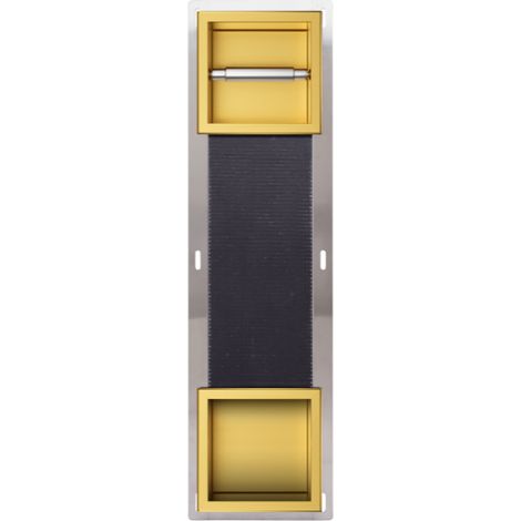 Balneo Distributeur papier-toilette encastrable avec porte 74x20,8x14,7cm, acier inoxydable, finition gold, WALL-BOX PAPER 2 (1/4)