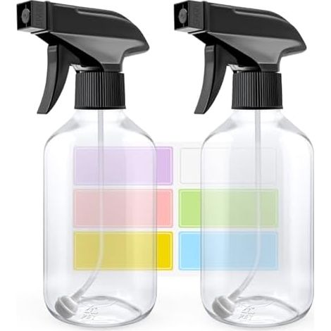 Caija-H Flacons vaporisateurs en plastique rechargeables - Flacon pulvérisateur vide petit de 300 ml avec brume/jet réglable, flacons de pulvérisation d’eau pour cheveux, plantes, nettoyage, animaux (1/5)