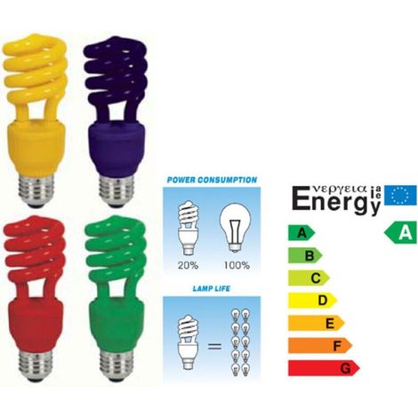 13-W-Energiesparlampe mit farbigen Farben – Blau, Rot, Gelb, Grün – Mückenschutz
