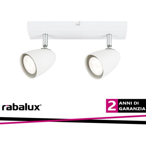Plafoniera PERICO GU10 2X max.5W metallo, plastica bianco L:26cm H:15cm Ø7cm dimmerabile (1/3)