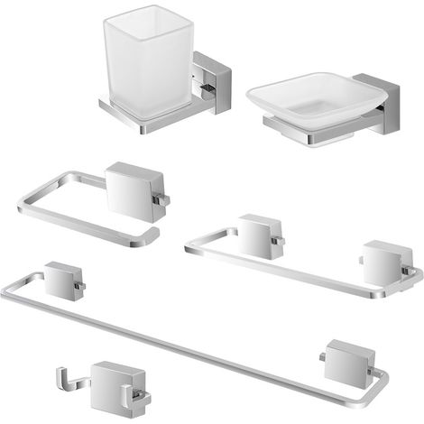 Set accessori a muro 6 pezzi in acciaio cromato e viti incluse Velvet (1/5)