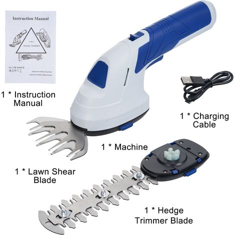 Cisaille à gazon 2 en 1, taille-haie sans fil, lame SK5, facile à transporter, batterie intégrée 7.4V 2000mAh (1/5)