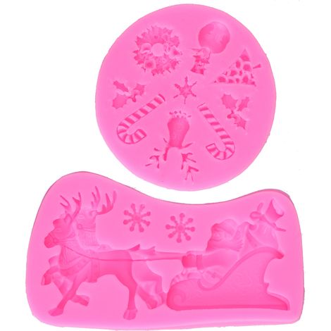 2Pcs Silicone Mold Nonstick Washable High Temperature Resistant Flexible Santa Elk Shape Christmas Silicone Mold (1/5)