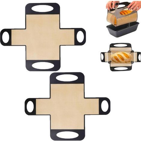 Set mit 2 Silikon-Backmatten, Silikon-Backmatten, Brotbackzubehör, geeignet für Brotformen mit einem Boden von 20 x 10 cm (1/5)