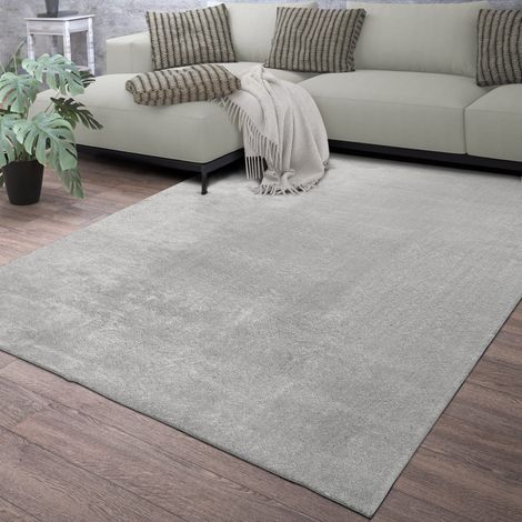 Wohnzimmer Kurzflor Einfarbig Modernes Design Waschbar 60 cm x 100 cm x 14 mm Silber Rechteckig (1/5)