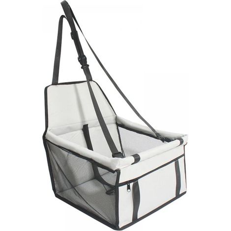 Sac de transport pour chien en tissu Oxford, siège auto respirant et lavable, sac de transport pliable pour animaux de compagnie, convient aux petits animaux, taille stable une fois déplié (gris).