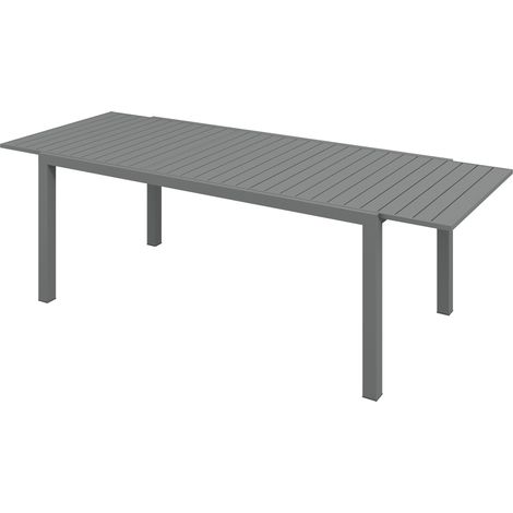 Table de jardin extensible en aluminium rectangulaire 6 - 8 personnes, dim. 180/240L x 94l x 73H cm, gris (1/5)
