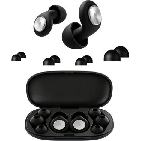 45dB Noise Canceling Black Silicone Earplugs, Ultra Comfortable and Reusable S/M/L Sizes, Effective Noise Cancellation, Sound Isolation, Ideal for Sleeping, Traveling, Concentrating (1/5)