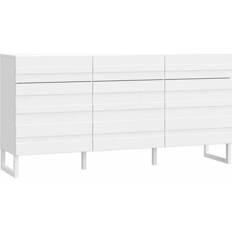 Buffet 165 cm avec façades fraisées blanc mat et pieds luges - ARIANA (1/5)