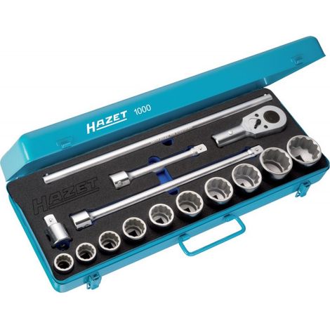 Juego  de llaves  de vaso  1000  15  piezas  3/4  pulgadas  12  caras  HAZET