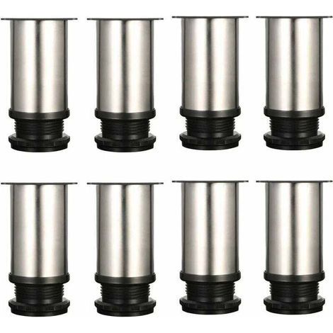 Lot De 8 Pieds De Meubles, Réglables Pied Pieds De MeublesChrome MétalHauteur Réglable (Total: 80-95mm) (1/4)