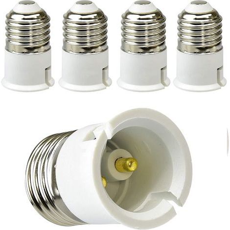 5er-Pack E27-auf-B22-Adapter für LED-Lampen und Halogenlampen, E27-Sockel-Konverter, maximale Leistung 200 W, 0–250 V, 120 Grad hitzebeständig