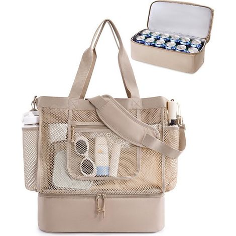 Sac de plage zippé pour femme, doté multiples poches résistant au sable pliable et léger. (1/5)