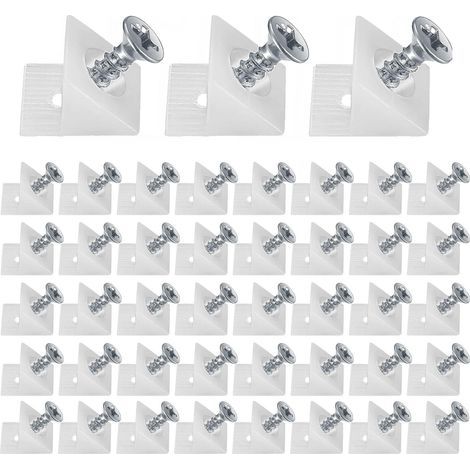 200 Pièces Cales en Plastique pour Meuble Tiroir, Renfort Tiroir Connecteur Arrière Stabilisateurs, Fond de Tiroir Connecteur avec Vis, pour Réparer Affaissement Étagère Meuble (200, Blanc) (1/4)