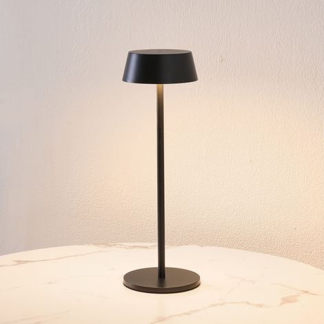 Lampe de table noire LED sans fil à batterie rechargeable IP54 - Vanyel