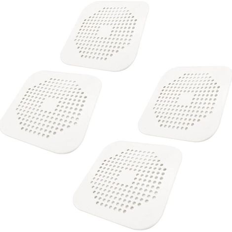 Couvercle de drain carré pour douche 5,7 pouces TPR Drain Catcher Bouchon plat en silicone Lot de 4 (blanc)