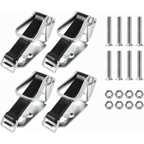 Support multifonction pour porte-bagages – 4X 80mm support pour pelle/hache avec montage mural Fermeture à levier en caoutchouc Idéal pour le camping, le BTP et le transport Argent (1/5)
