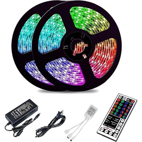 Bande LED RGB, 10 m, prix TikTok 2835, 600 LED SMD, télécommande 44 boutons (1/5)