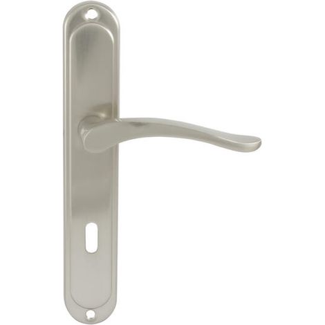 Maniglia per porta Domino su piastra ballen M3 nichel BB72 chiave