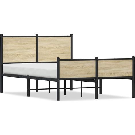 Lit double，Lit adulte，Cadre de lit en métal sans matelas chêne sonoma 120x190 cm CFW9564423 (1/5)