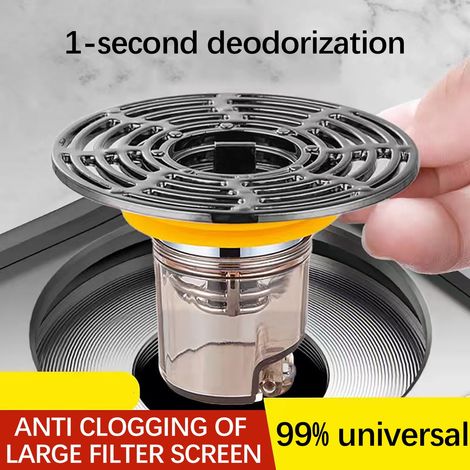 Noyau D'évacuation Au Sol - Anti-Odeur Jaune - En PVC Invisible - Universel Pour Salle De Bain Et Toilettes - Diamètre Intérieur 32 À 45 mm - 1 Pièce (1/5)