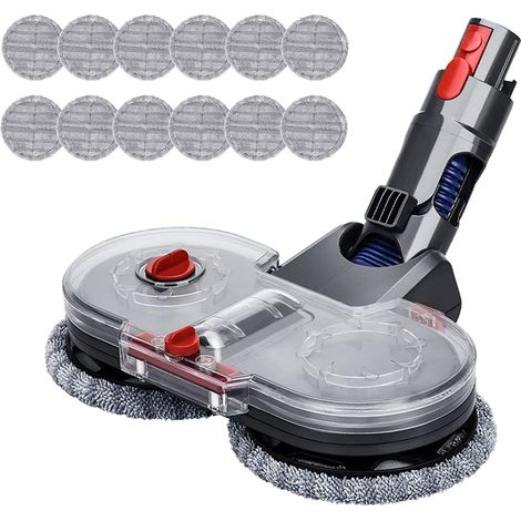 Tête de Balai électrique pour Dyson V11 V10 V8 V7 Aspirateur sans Fil, Accessoire de Rechange de Brosse de Sol pour Parquet Sols Durs, avec Réservoir d'eau et 12 Tampons de Balai (Mop Head) (1/5)
