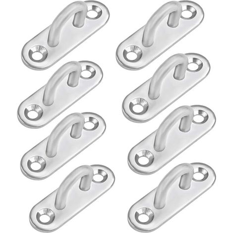 Piastra ad occhiello in acciaio inox M5 (8 pezzi) - Gancio metallico oblungo a forma di U per montaggio a parete e soffitto (45 x 15 mm) - Gancio di fissaggio per sospensioni con capacità di carico di