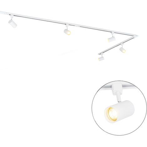 QAZQA Moderno Sistema de iluminación de riel inteligente blanco monofásico 5 luces con Wifi GU10 - Iconic Jeana Aluminio /Acero /Plástico Alargada Adecuado para LED Max. 5 x 4.8 Watt