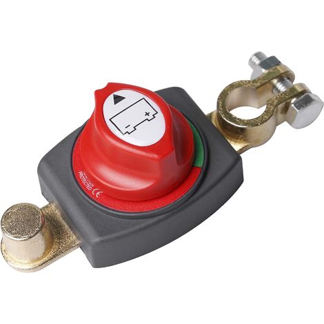 Interrupteur de batterie : 1 interrupteur d'isolement de batterie en ABS et métal, interrupteur d'arrêt de sécurité pour voiture, camion, bateau, yacht (noir et rouge) (1/5)