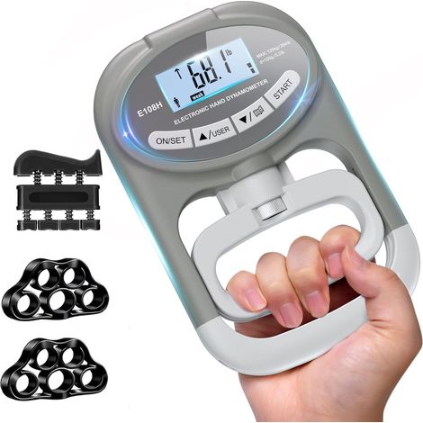 Handkraftmessgerät mit digitaler Anzeige – Elektronischer Handkrafttrainer zur Stärkung der Handmuskulatur und des Handgelenks bis 120 kg (265 lbs) für Sport, Schule und Zuhause (1/5)