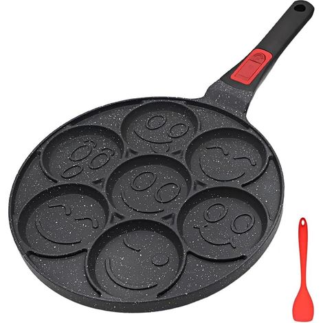 Poêle à Pancakes, Poignée Amovible, Poêle à Crêpes pour Enfants Antiadhésif Plat à Crêpes pour le Petit-Déjeuner, 26cm (Noir)