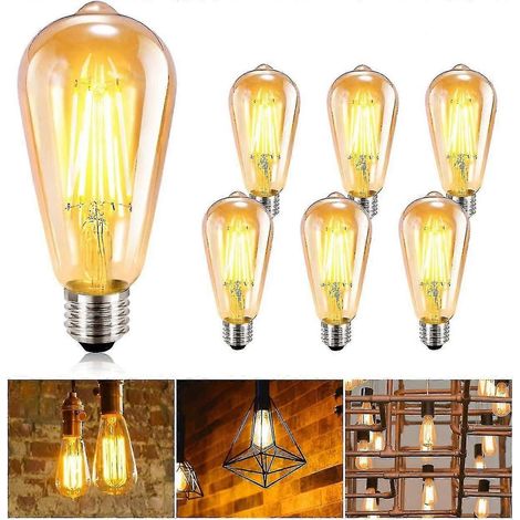 Ampoule vintage (lot de 6) - Ampoule Edison E27 - Ampoule LED Edison - Ampoule à incandescence - Ampoule antique (1/4)