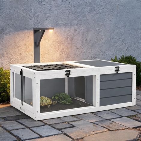 Terrarium gris en bois de sapin 81 x 48 x 31,5 cm (1/5)