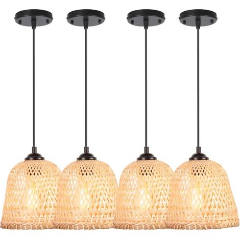 Lampe Suspension - - Vintage - Bambou - 4 Ampoules - 60W Max (1/5)