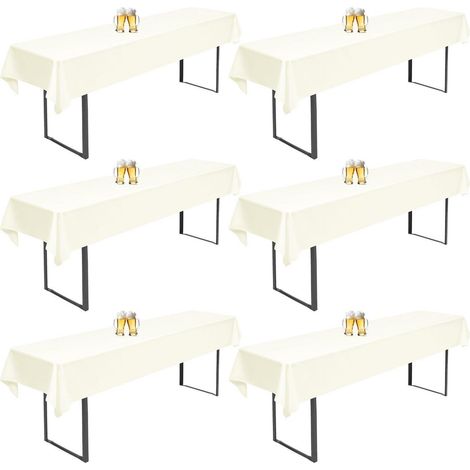 Lot de 6 housses de table de bière Ivoire 250x100cm hydrofuge lavable