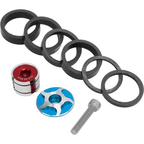 Kit d'entretoises de jeu de direction CANSUCC pour vélo, avec capuchon de potence et embout d'expansion, pour potence de fourche avant de 28,6 mm de diamètre (bleu). (1/5)