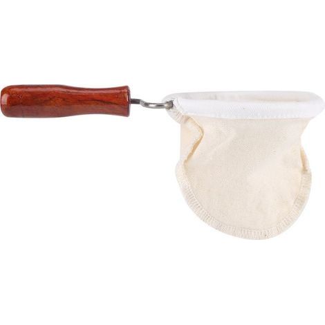 Filtre à café réutilisable et lavable en flanelle avec poignée en bois (petite taille) (1/5)
