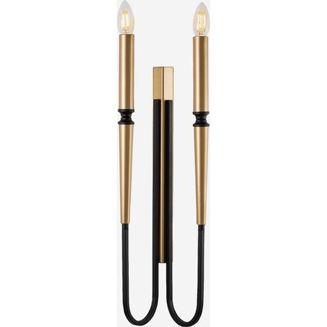 Wandleuchte Kerzenständer-Stil - Metall - Gold & Schwarz - L.18 x H.58 cm - OVYLA (1/5)