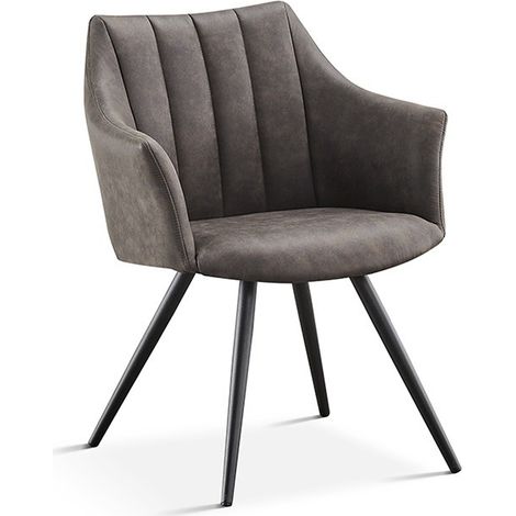 Chaise avec accoudoirs Ramona PU gris foncé (1/5)