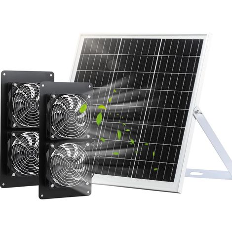 Ventilateur solaire IP65 résistant aux intempéries avec panneau solaire de 20 W pour petits poulaillers, serres, hangars, maisons pour animaux domestiques (1/5)