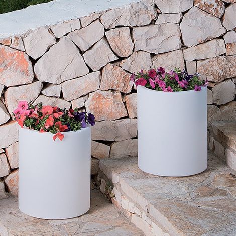 Vaso Cromia Venusio cilindrico decorazione in resina "Made in Italy" da Ø 40 x h 50 cm -Marrone (1/4)