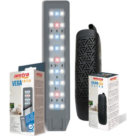 Aquarium en verre Amtra Nanotank system 36 avec coins avant arrondis, avec lumière LED et filtre