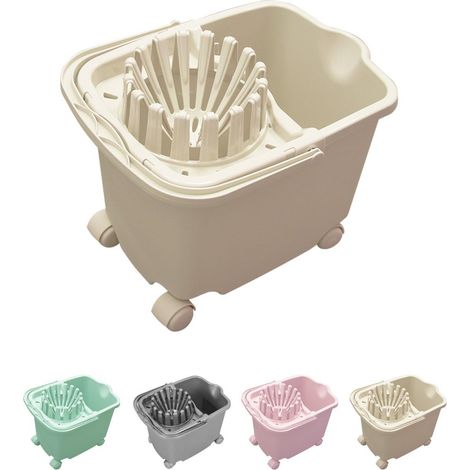 Cubo de Fregona con 4 Ruedas  Sistema Escurrefácil 15L  Limpieza de Suelos Domésticos  Rectangular  29x40x32cm