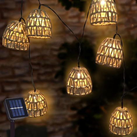 Guirlande solaire extérieure 10 LED abat-jour