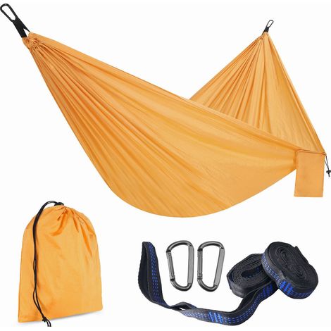 Filiyano-Hamac portable jaune 300 x 200 cm, lit hamac, lit de camping pour